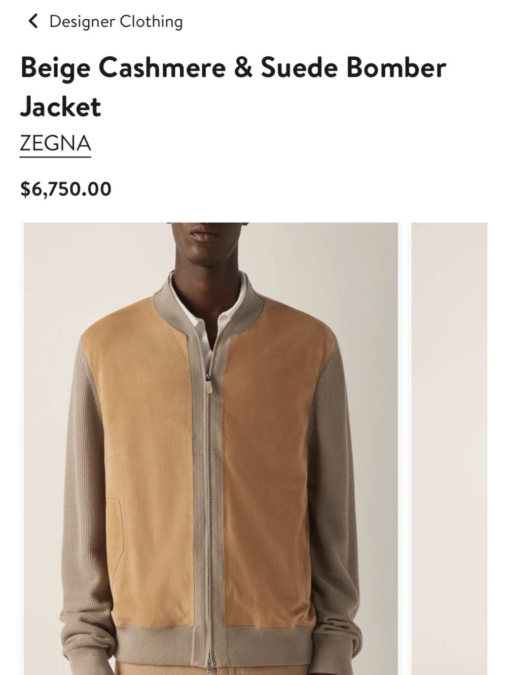 Zenga grey Cashmere & Suede Bomber Jacket